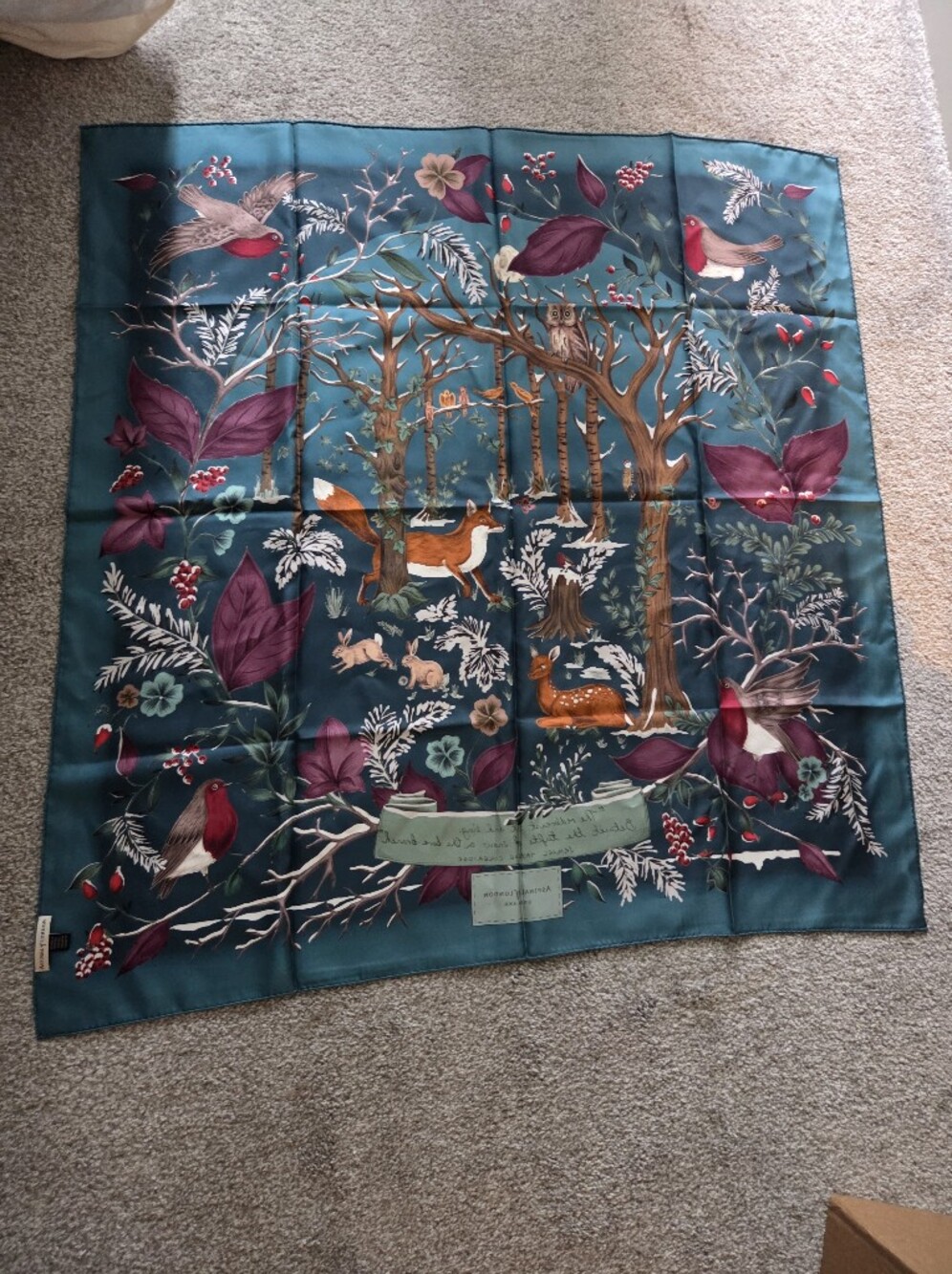 Aspinal of London Silk Woodland Blue Scarf